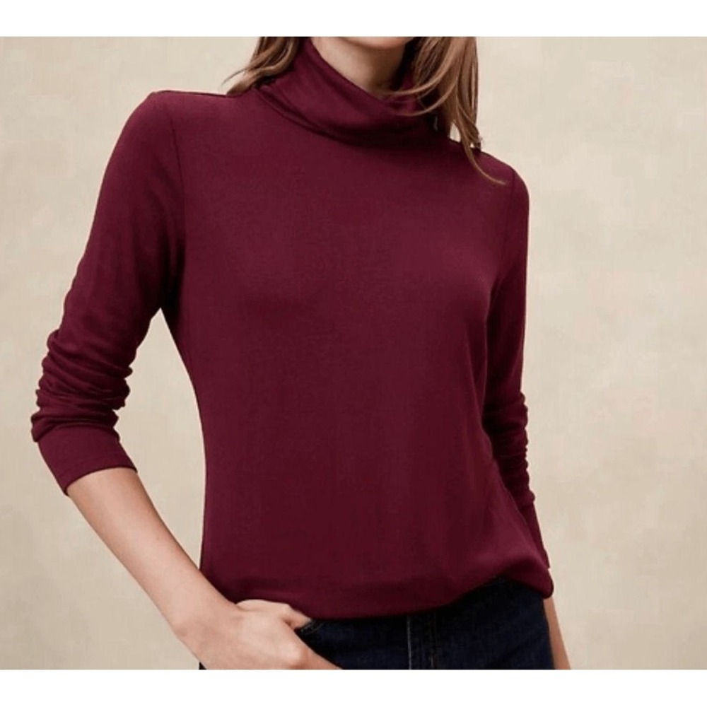Banana Republic Women's Soft Luxe Rayon Blend Turtleneck #526293 - Wine - XS